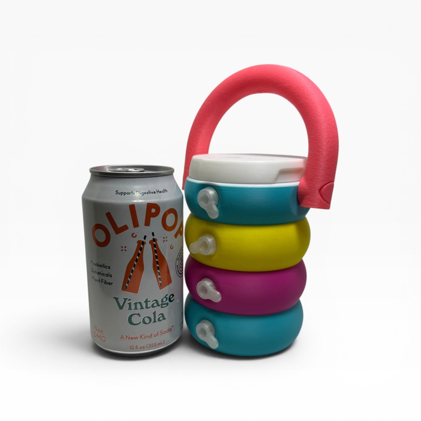 Summertime Pool Tube 3D Printed 12oz Can Holder – Portable Drink Carrier with Handle