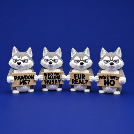 Sarcastic Husky Figurine - Animals with Attitude Funny Desk Toys for the Home or Office