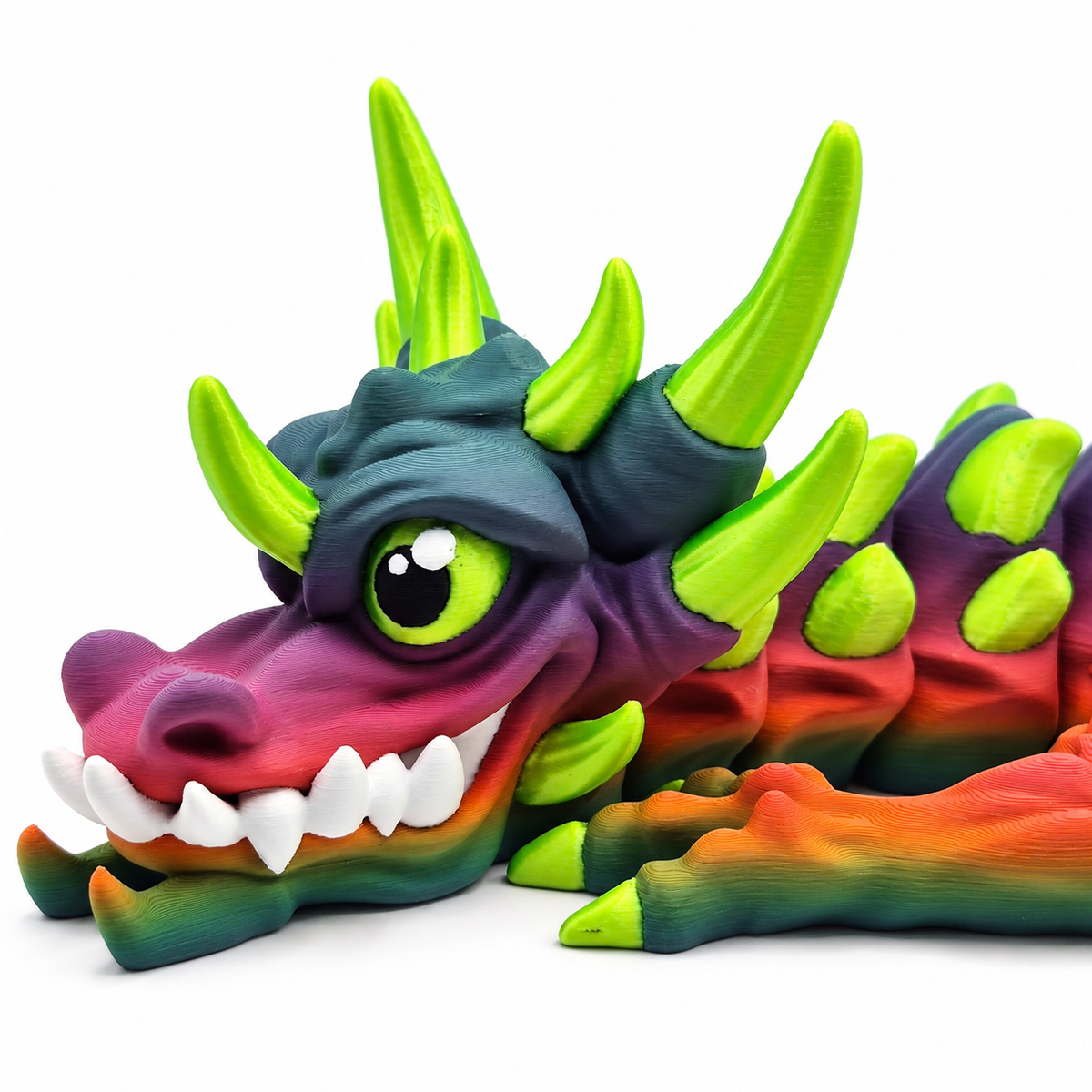 Venom Drake Flexi Dragon – 12" Rainbow Blaze Edition