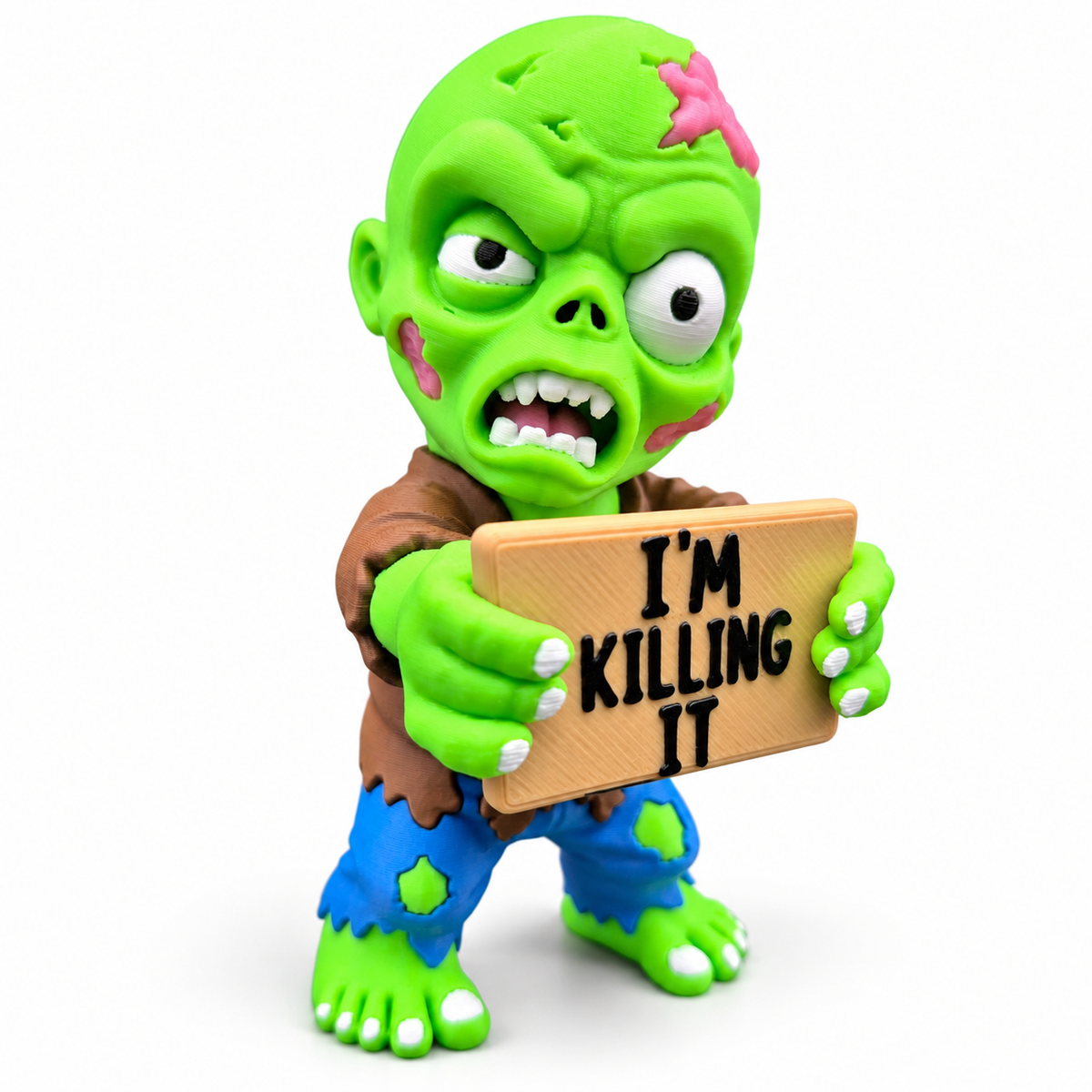 Funny Zombie Figurine with Sarcastic Sign – Halloween Desk Decor