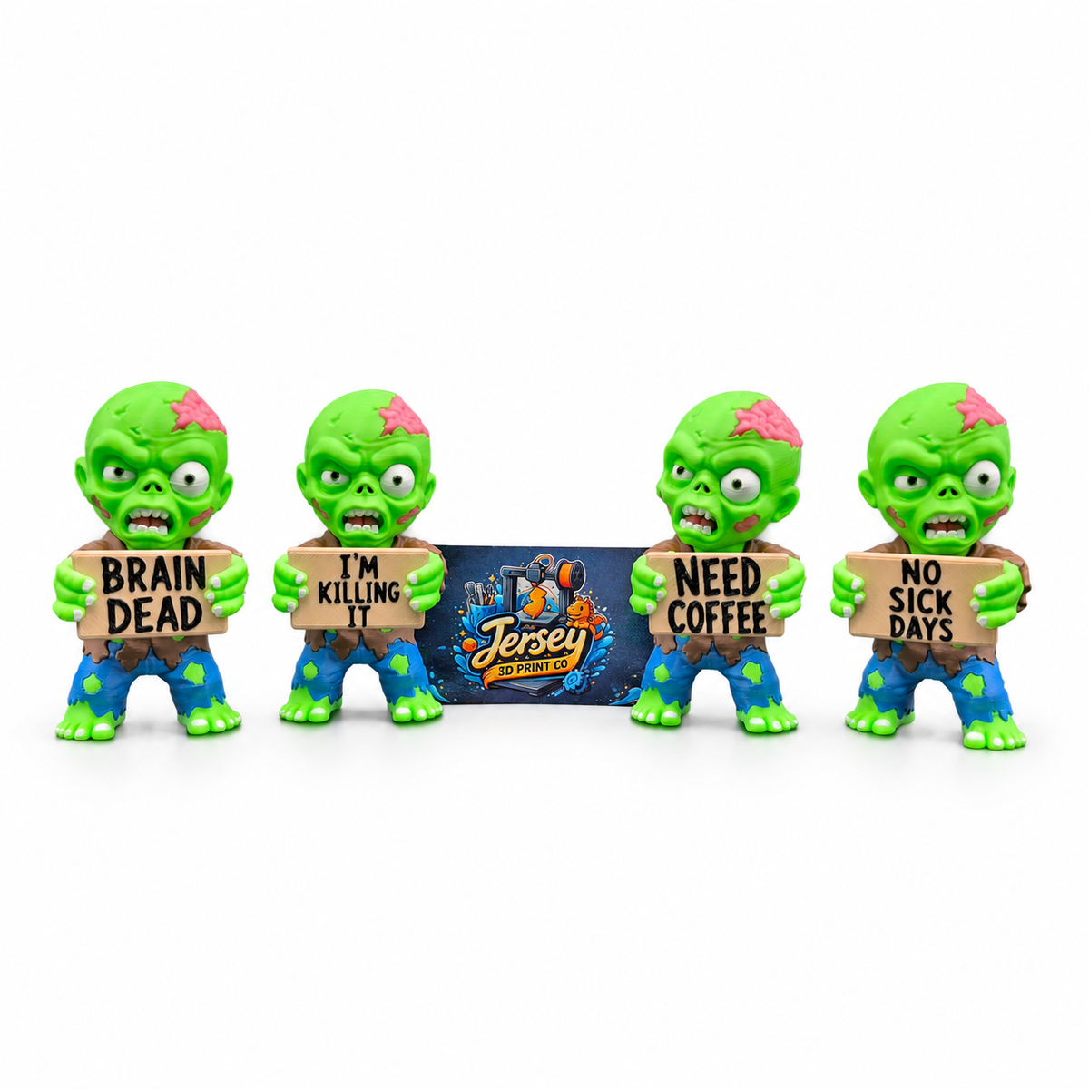 Funny Zombie Figurine with Sarcastic Sign – Halloween Desk Decor