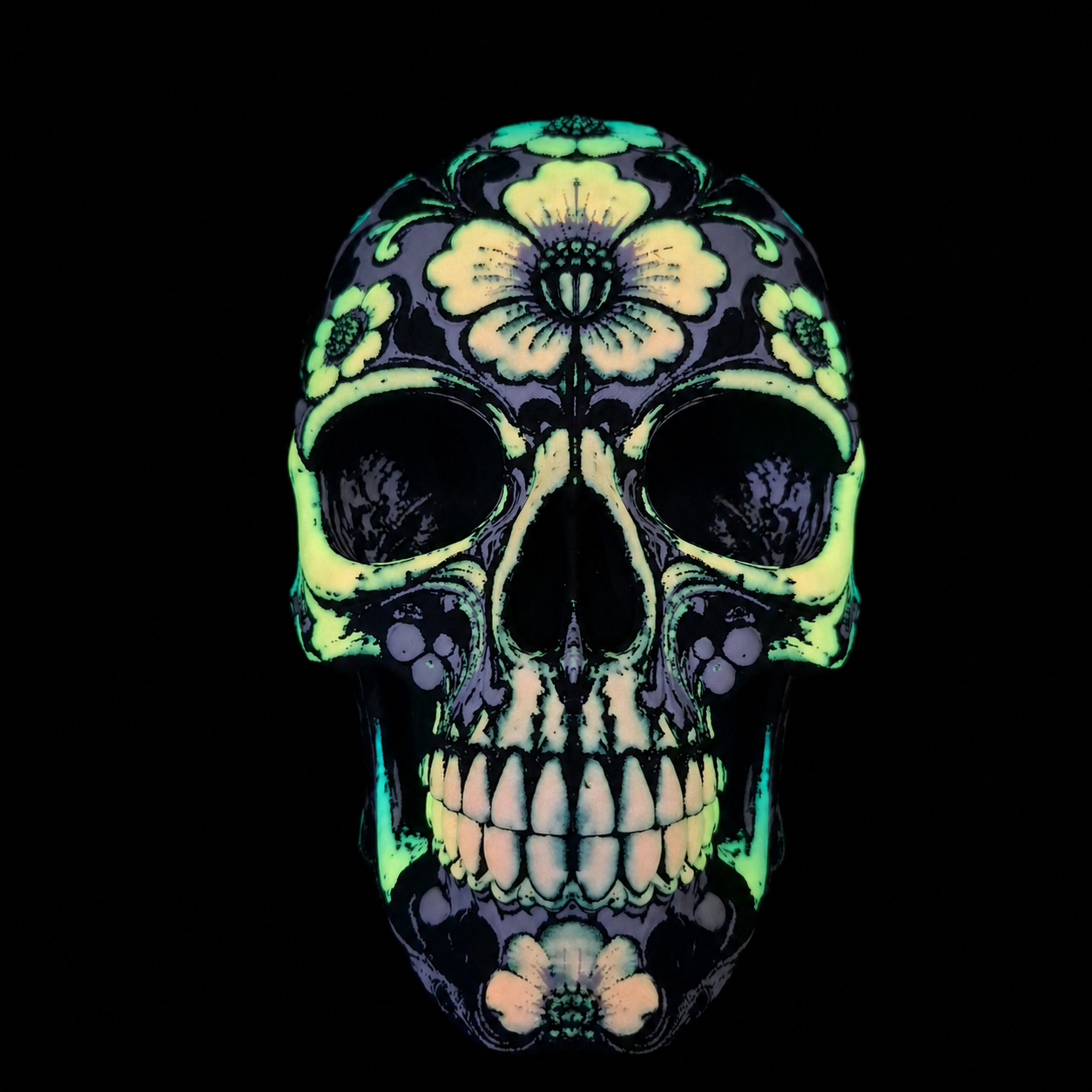 The Bloomrot Skull - Gothic Glow in the Dark Hanging Wall Art