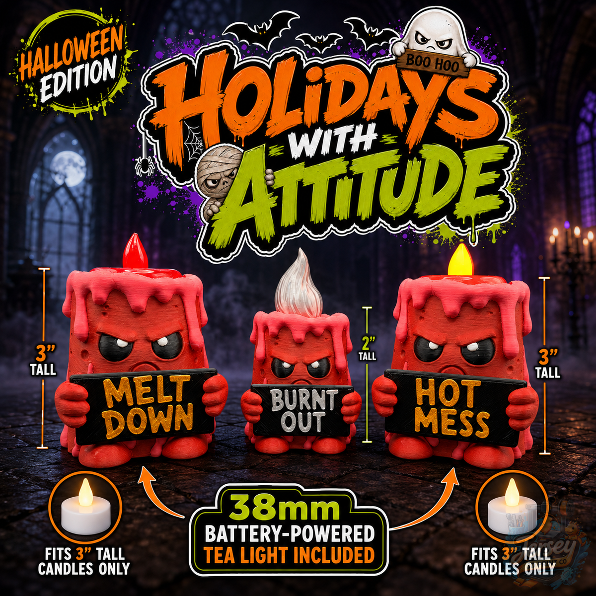 Sarcastic Candle Mini Desk Toy - Holidays with Attitude Halloween Decor for Home or Office
