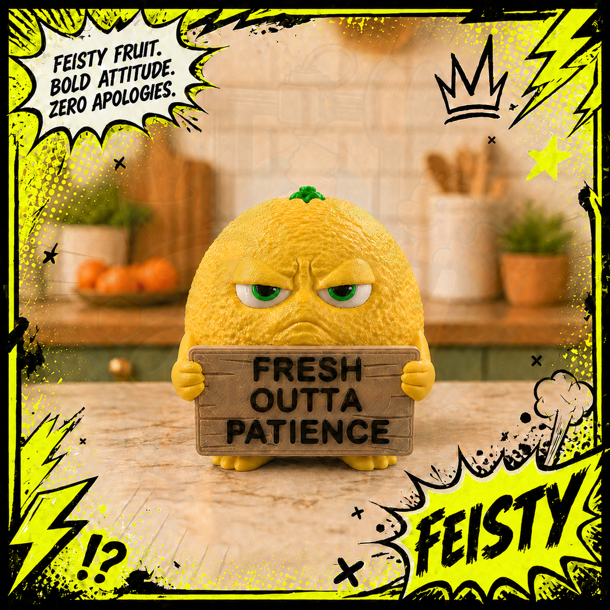 Feisty Fruit - Orange/Lime/Lemon - Funny Kitchen Decor Figurines