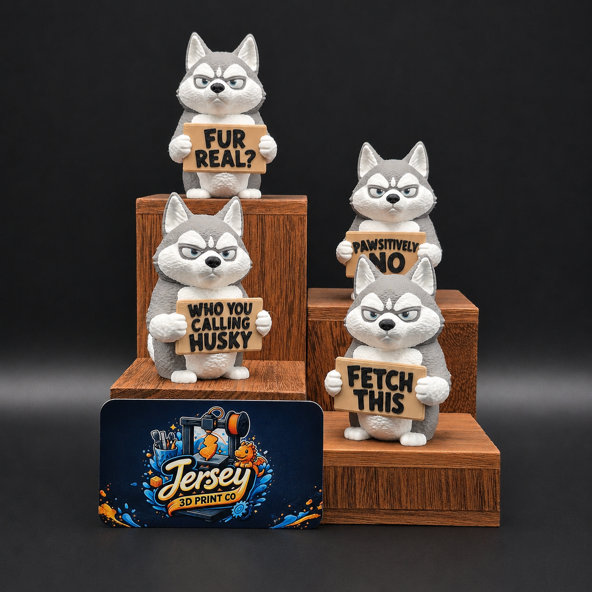 Sarcastic Husky Figurine - Animals with Attitude Funny Desk Toys for the Home or Office - Jersey 3D Print Company