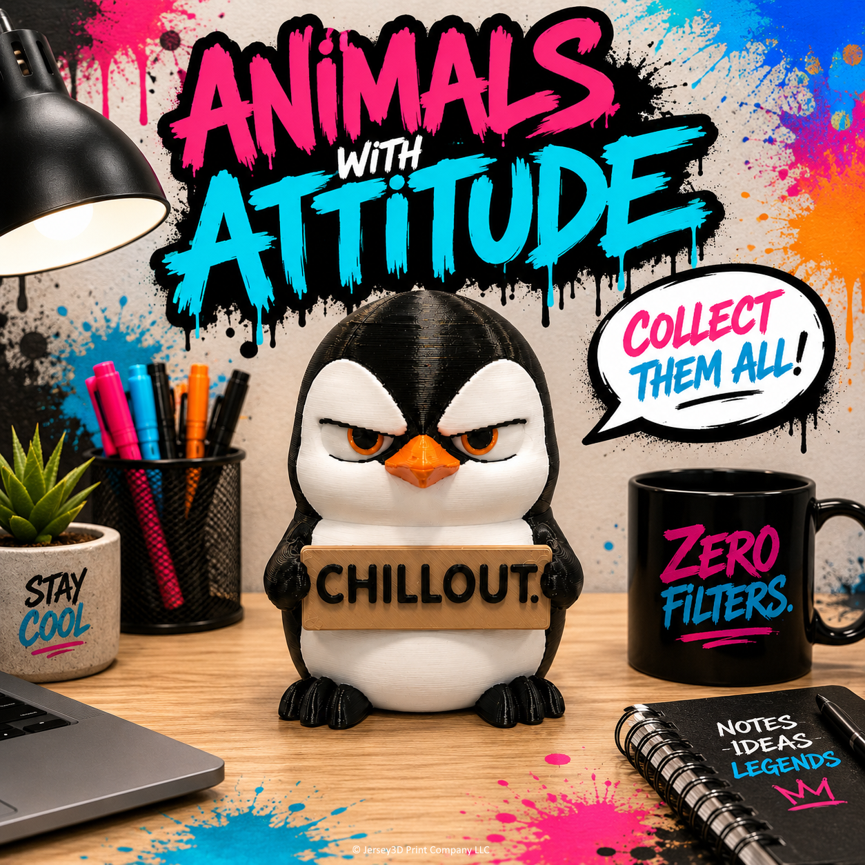Grumpy Penguin - Animals with Attitude Funny Animal Figurines for the Home or Office