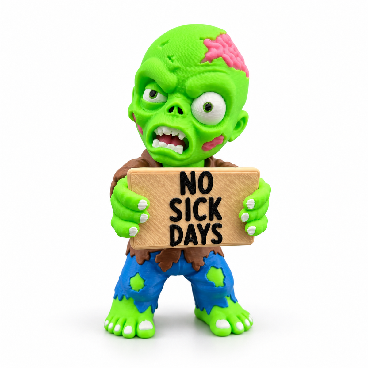 Funny Zombie Figurine with Sarcastic Sign – Halloween Desk Decor