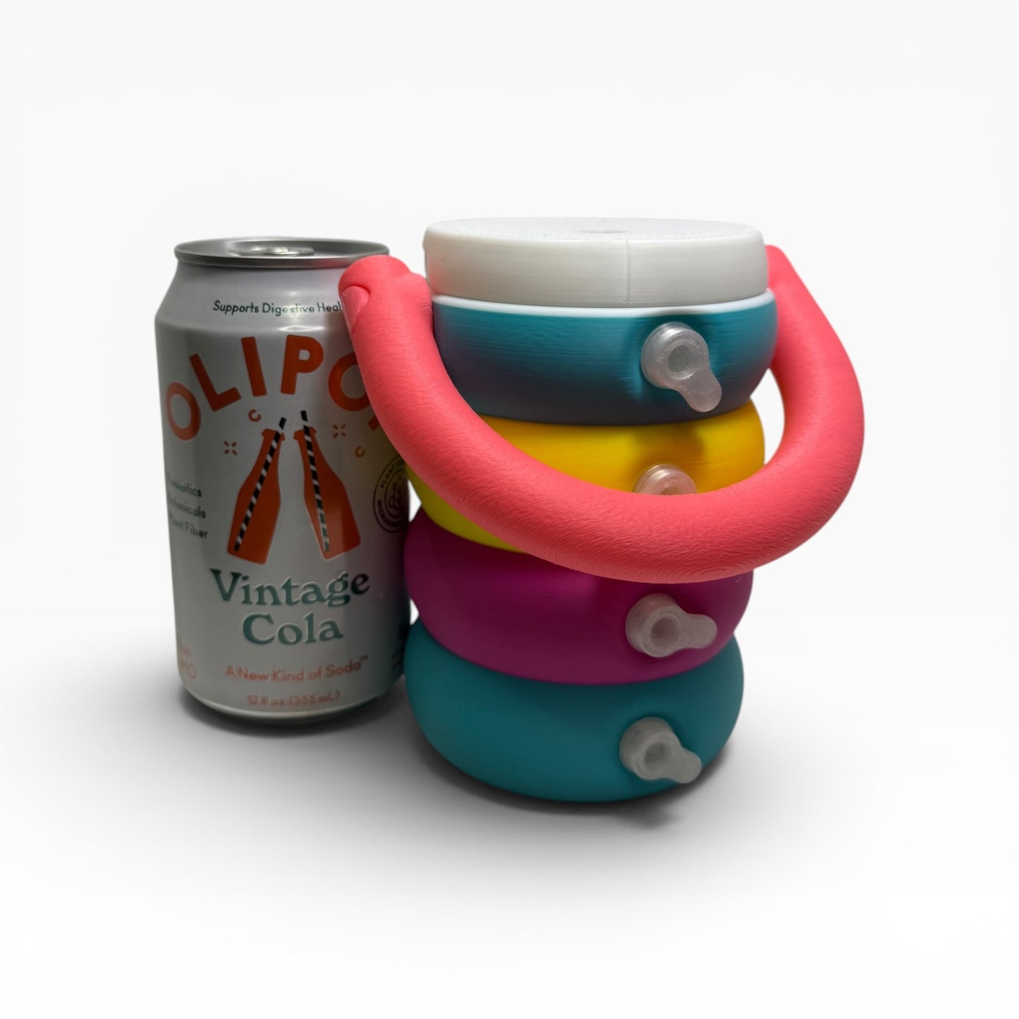 Summertime Pool Tube 3D Printed 12oz Can Holder – Portable Drink Carrier with Handle