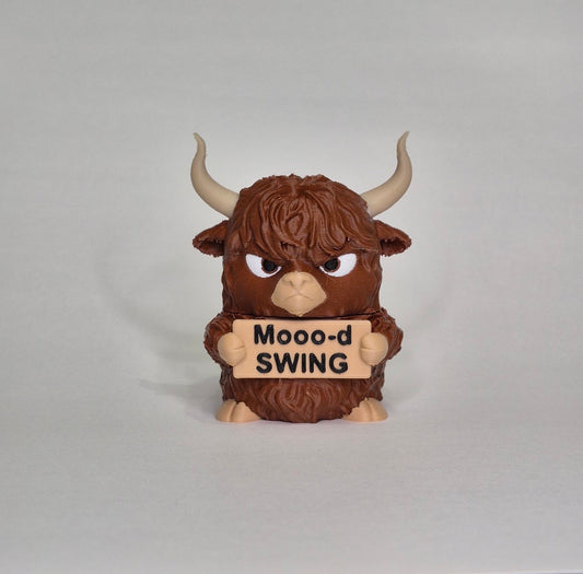Grumpy Highland Cow - Animals with Attitude Funny Animal Figurines for the Home or Office