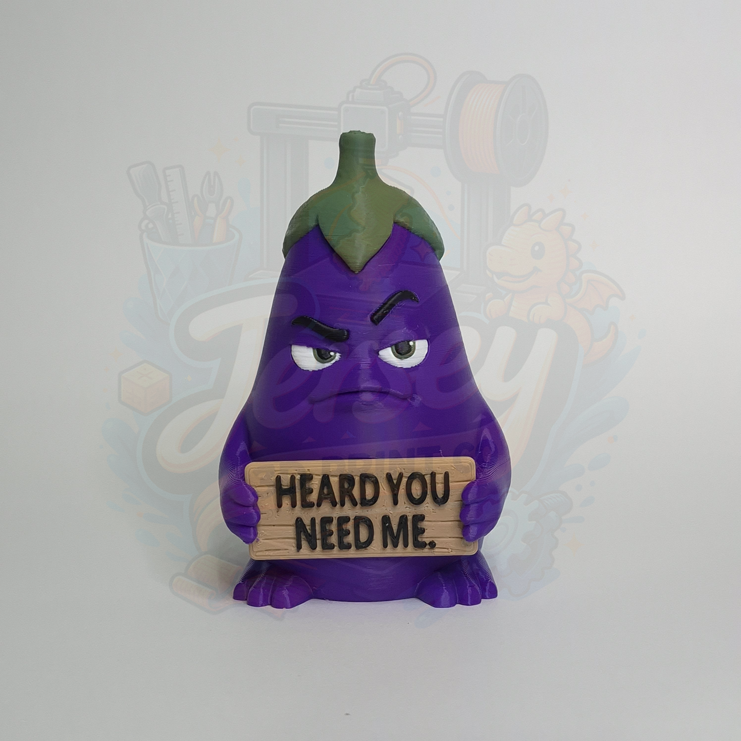 Feisty Fruit Eggplant, 3D Printed Sarcastic Home and Office Decor