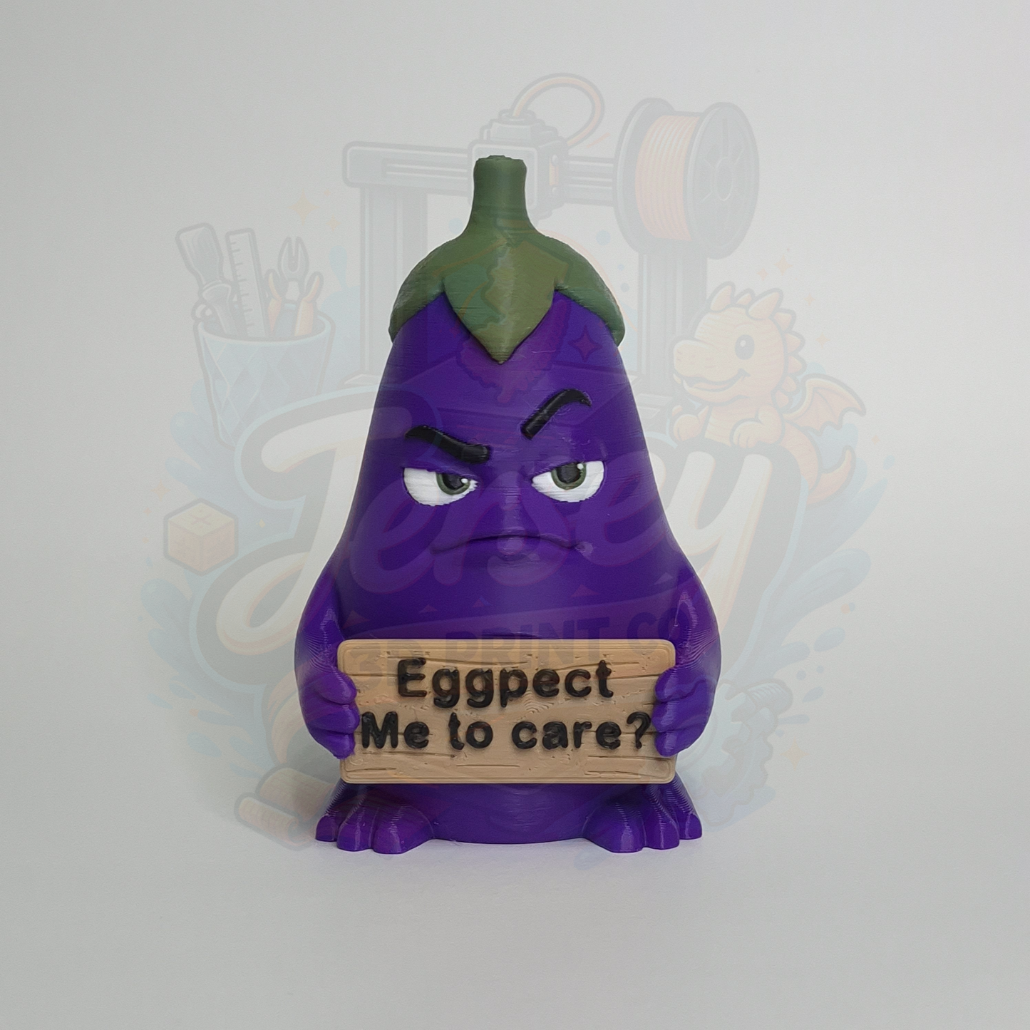 Feisty Fruit Eggplant, 3D Printed Sarcastic Home and Office Decor