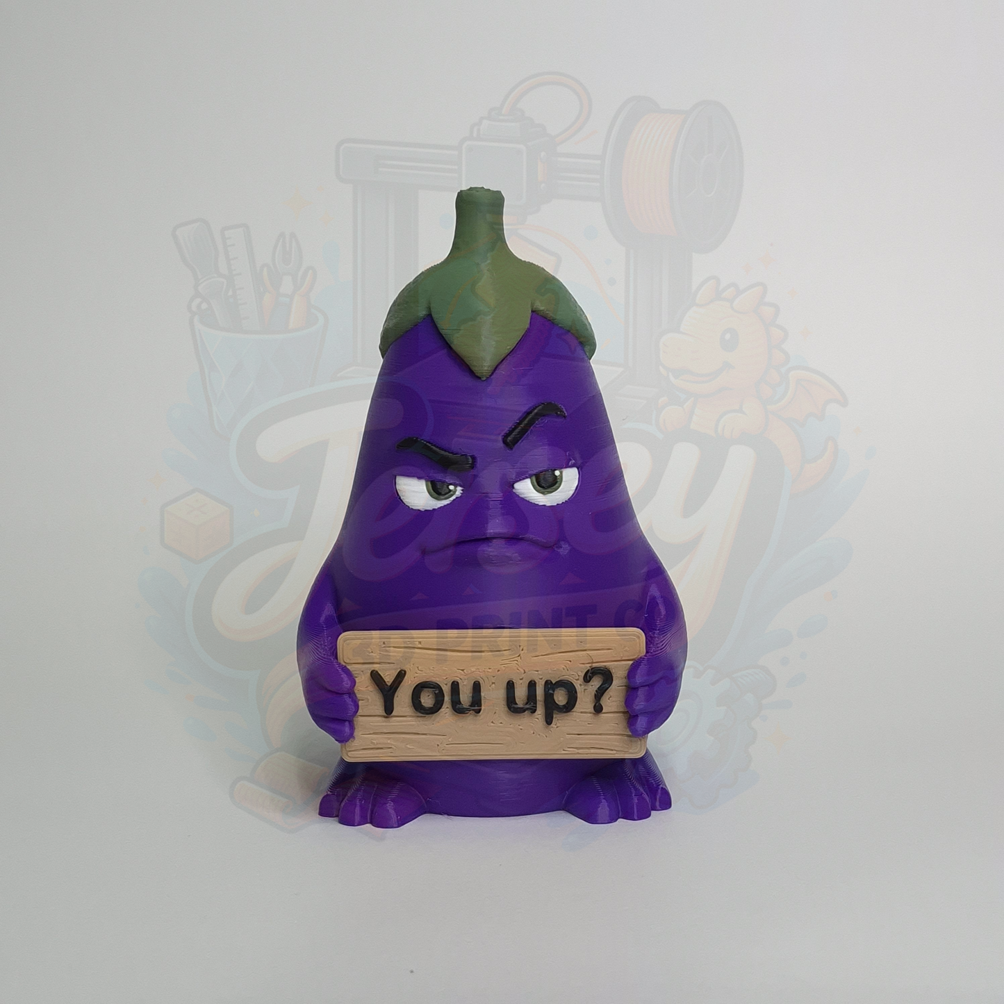 Feisty Fruit Eggplant, 3D Printed Sarcastic Home and Office Decor