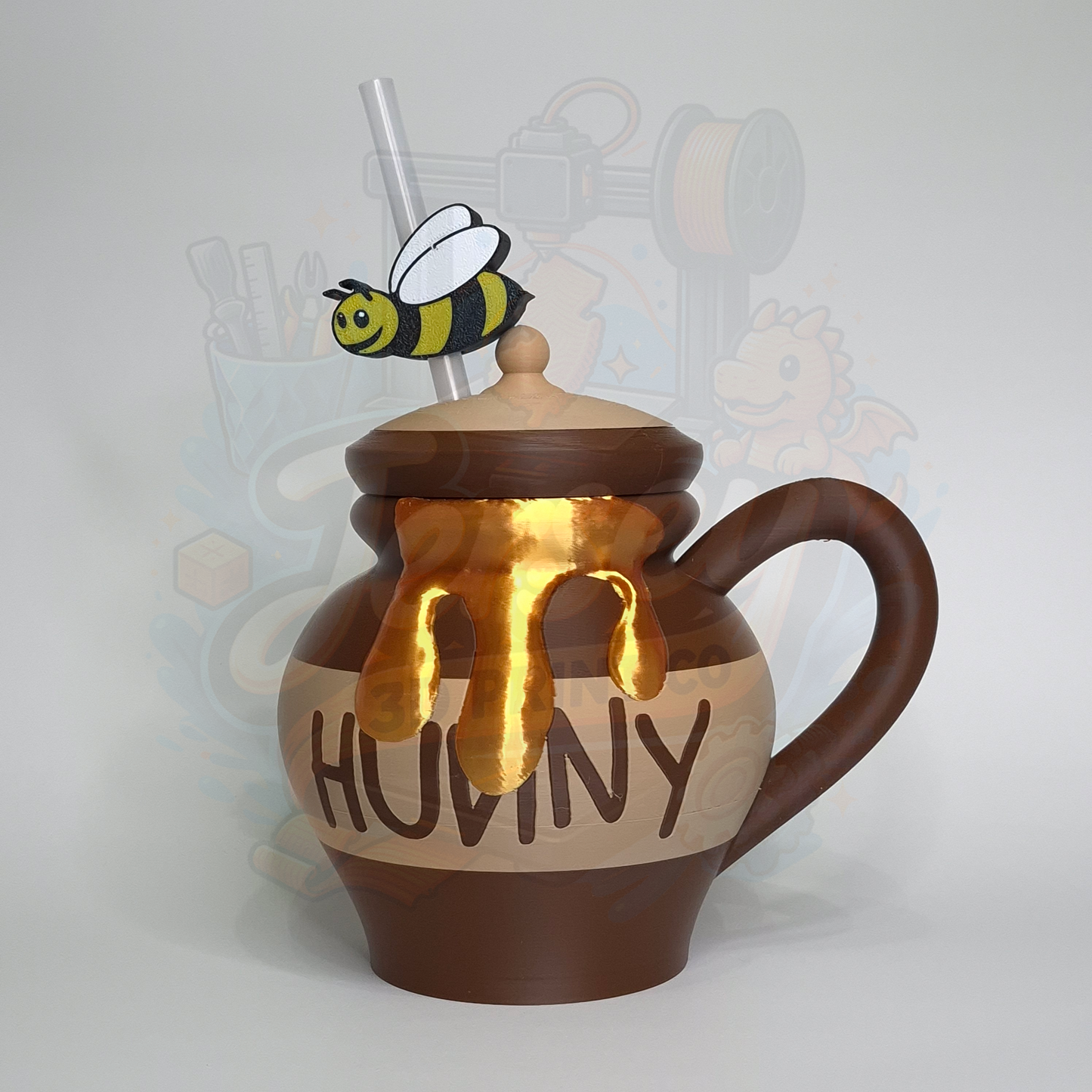 Honey Pot Style 12oz Soda or Beer Can Holder with Free Bumblebee Straw Topper