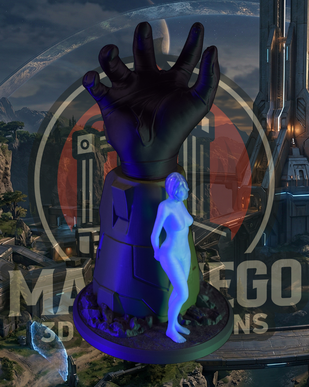 Master Chief Inspired Console Controller & Headphones Holder - Hands of Power Series by Mas Fuego