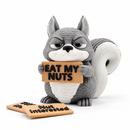 Funny Squirrel Figurine – Moody Woodland Attitude for Your Desk or Shelf