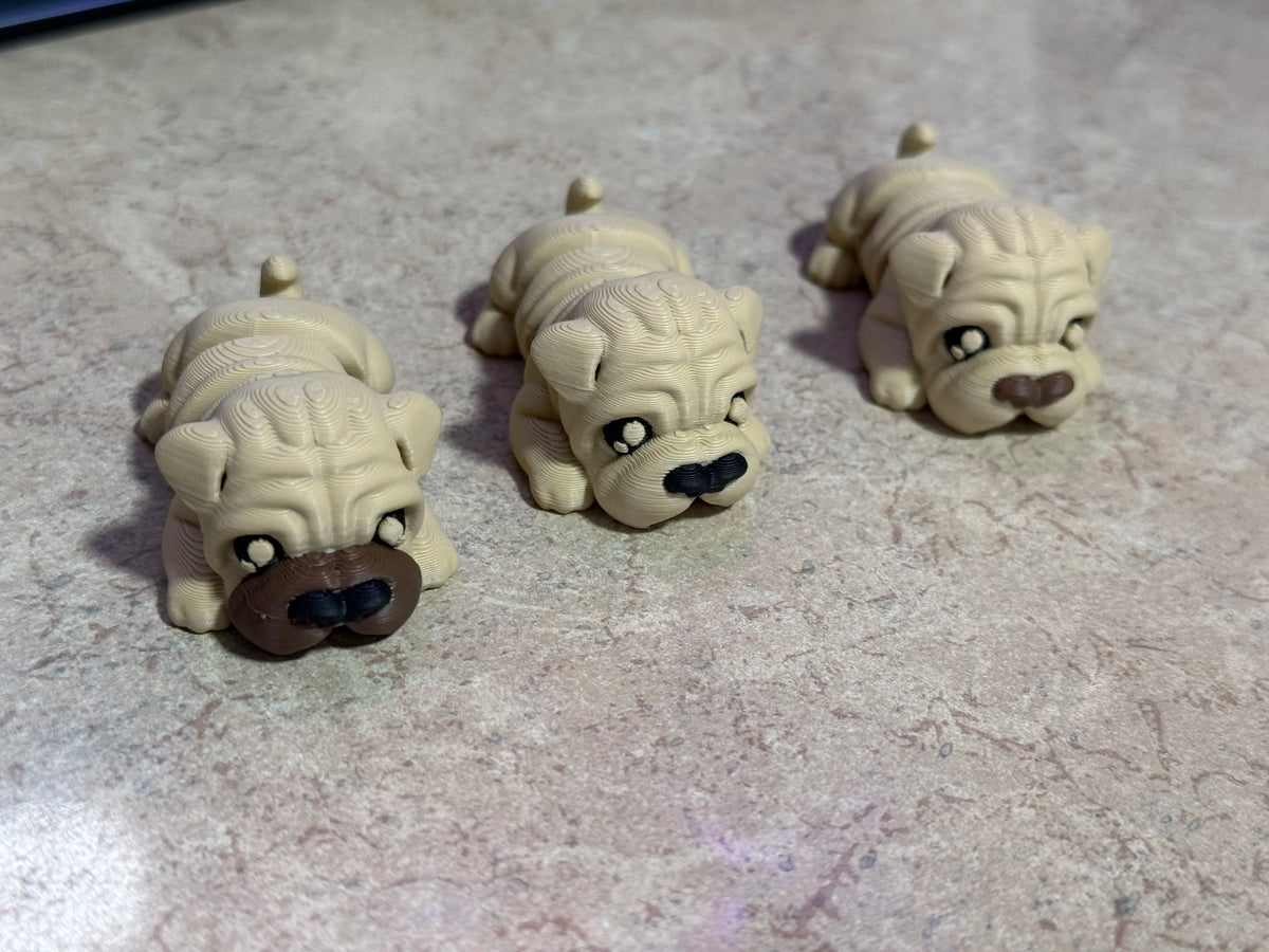 Sharpei Dog Flexi Toy – 3D Printed Articulated Sharpei Dog