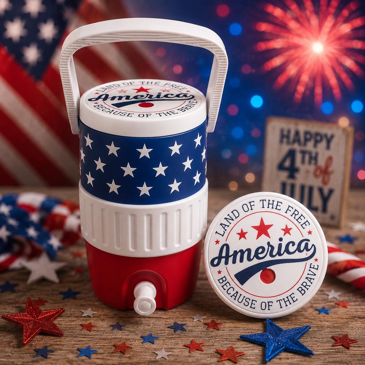 America Land of the Free 12oz Can Holder - 3D Printed Portable Drink Carrier with Handle
