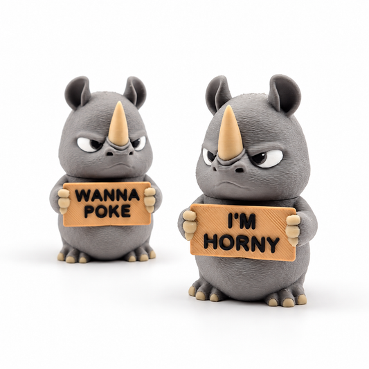 Grumpy Rhino - Animals with Attitude Funny Animal Figurines for the Home or Office