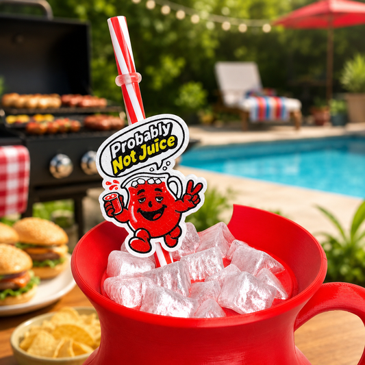 "Probably Not Juice" Straw Topper for 90s Retro Style 12oz Can Holder (Physical Topper Only)