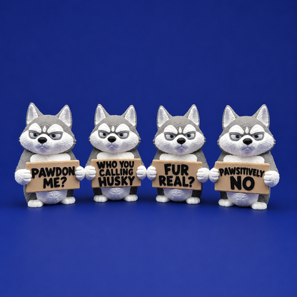 Sarcastic Husky Figurine - Animals with Attitude Funny Desk Toys for the Home or Office