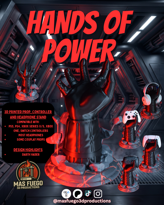 Darth Vader Inspired Console Controller & Headphones Holder- Hands of Power Series by Mas Fuego