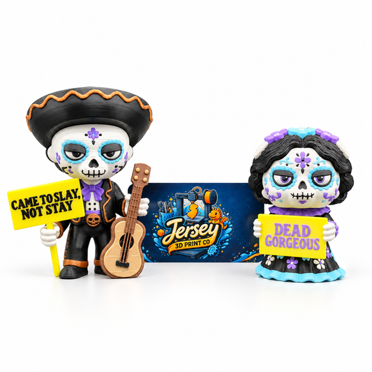 Día de los Muertos Figurine Set – Glow-in-the-Dark Sugar Skull Decor