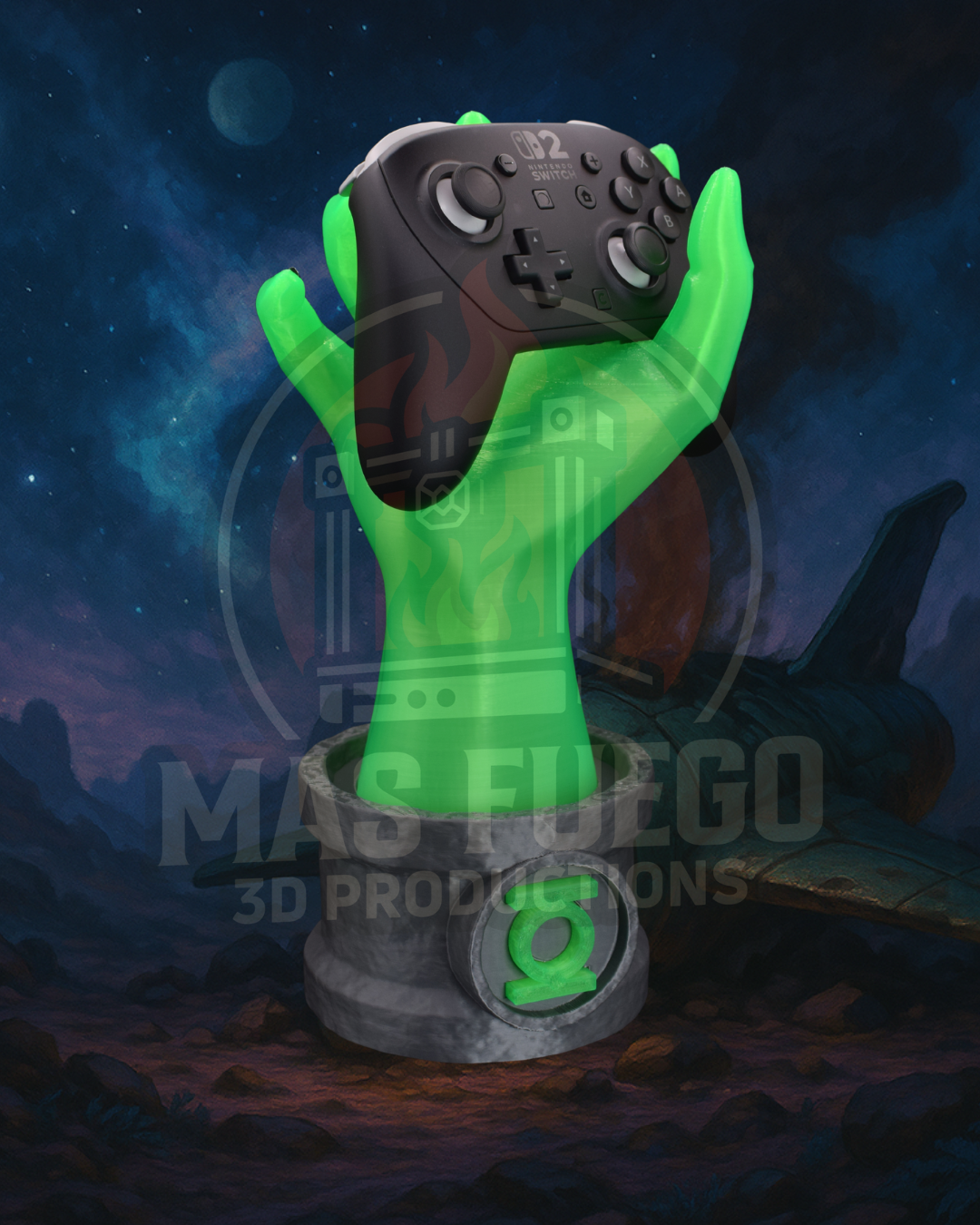 Green Lantern Inspired Glow in the Dark Controller & Headphones Holder - Hands of Power Series by Mas Fuego