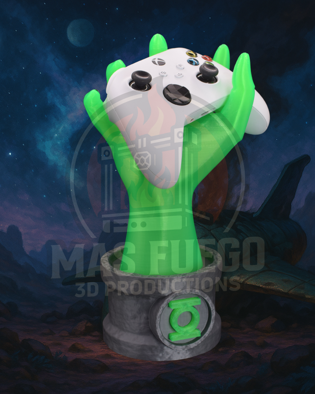 Green Lantern Inspired Glow in the Dark Controller & Headphones Holder - Hands of Power Series by Mas Fuego