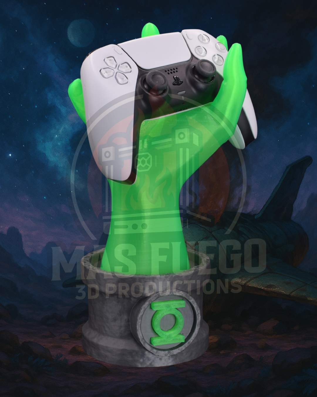 Green Lantern Inspired Glow in the Dark Controller & Headphones Holder - Hands of Power Series by Mas Fuego