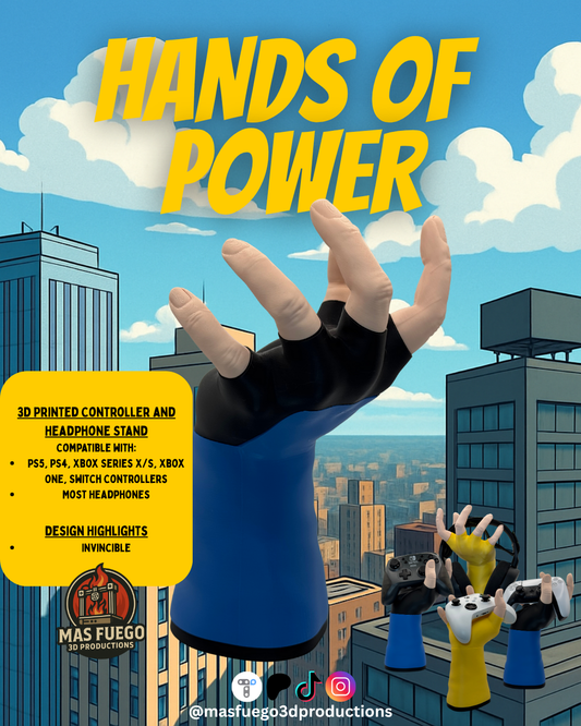 Invincible Series Inspired Console Controller & Headphones Holder - Hands of Power Series by Mas Fuego