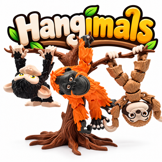 Hangimals - Hanging Collectible Flexi Figures with Optional Play Set