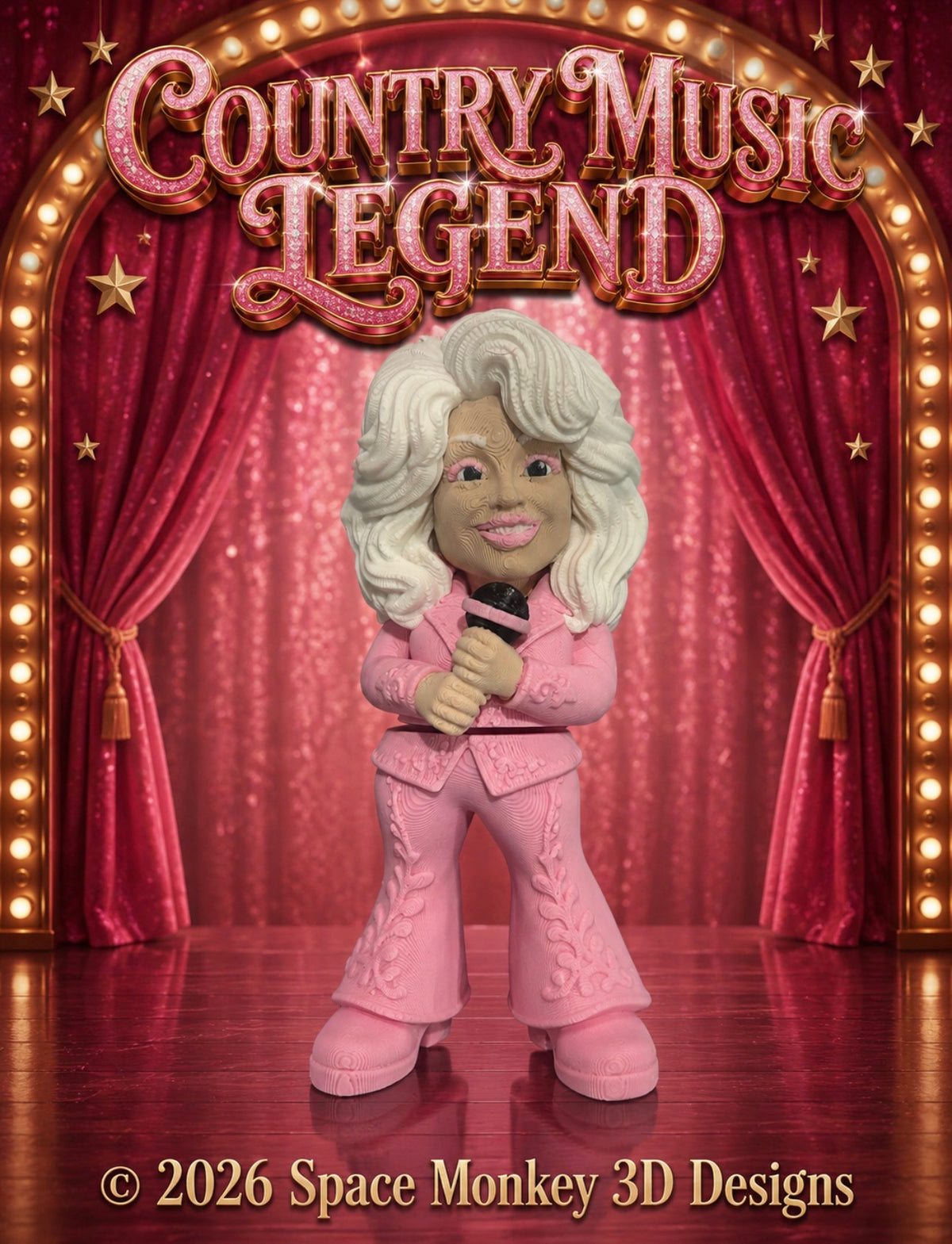 Country Music Legend Articulated Figurine – Country Music Inspired Showgirl Flexi Toy