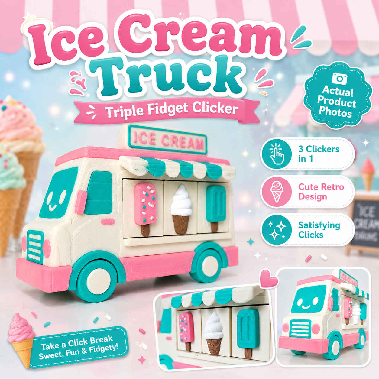 ice cream truck fidget clicker