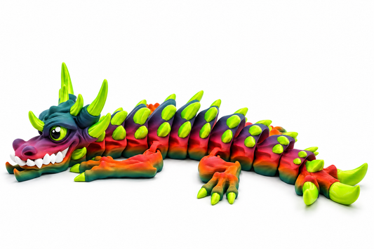 Venom Drake Flexi Dragon – 12" Rainbow Blaze Edition