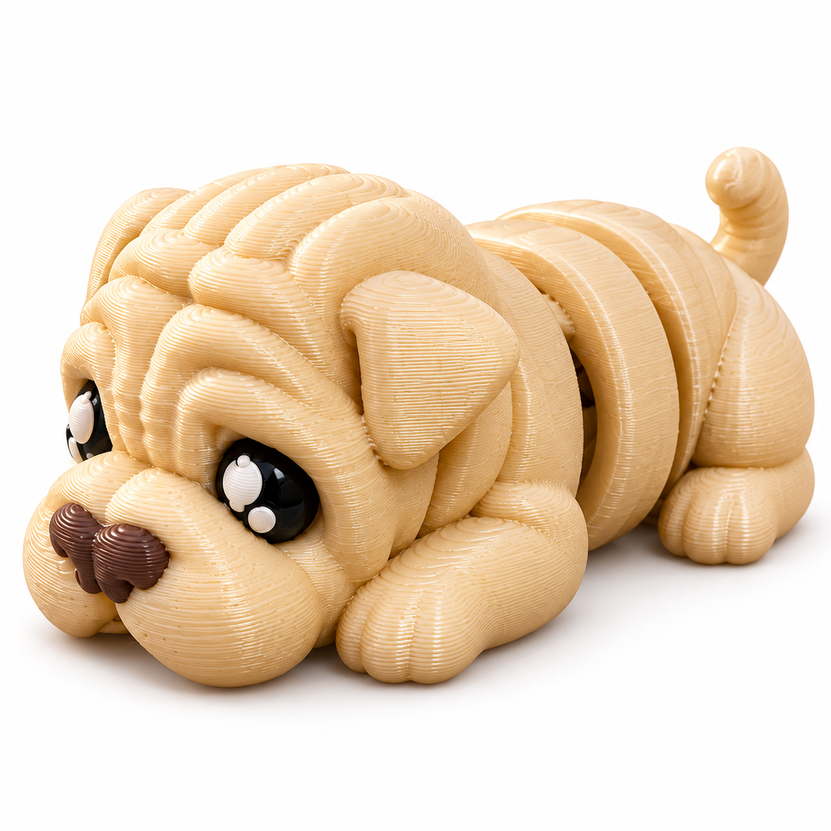 Sharpei Dog Flexi Toy – 3D Printed Articulated Sharpei Dog - Jersey 3D Print Company