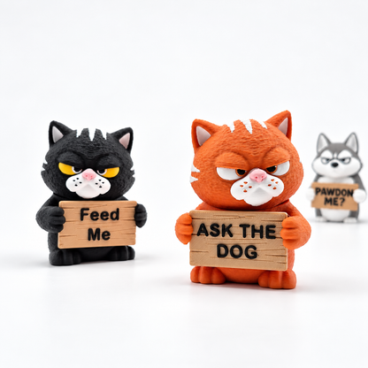 Grumpy Cat Desk Toy - Animals with Attitude Funny Animal Figurines for the Home or Office