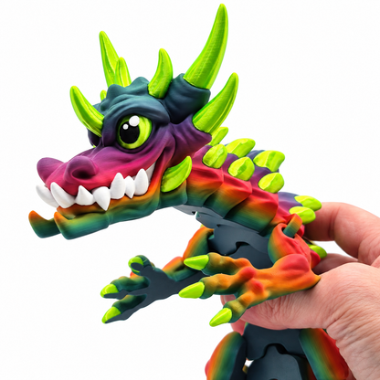 Venom Drake Flexi Dragon – 12" Rainbow Blaze Edition