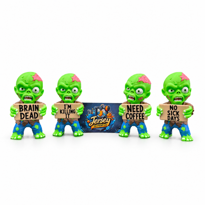 Funny Zombie Figurine with Sarcastic Sign – Halloween Desk Decor