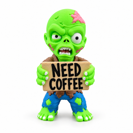 Funny Zombie Figurine with Sarcastic Sign – Halloween Desk Decor