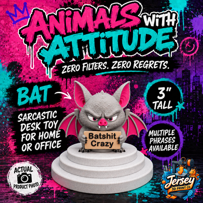 Sarcastic Bat Figurine - Animals with Attitude Funny Desk Toys for the Home or Office