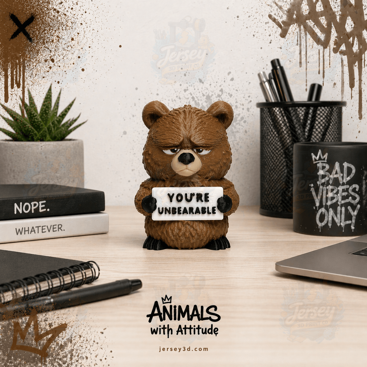 Grumpy Bear Figurine - Animals with Attitude Adult Humor for the Home or Office
