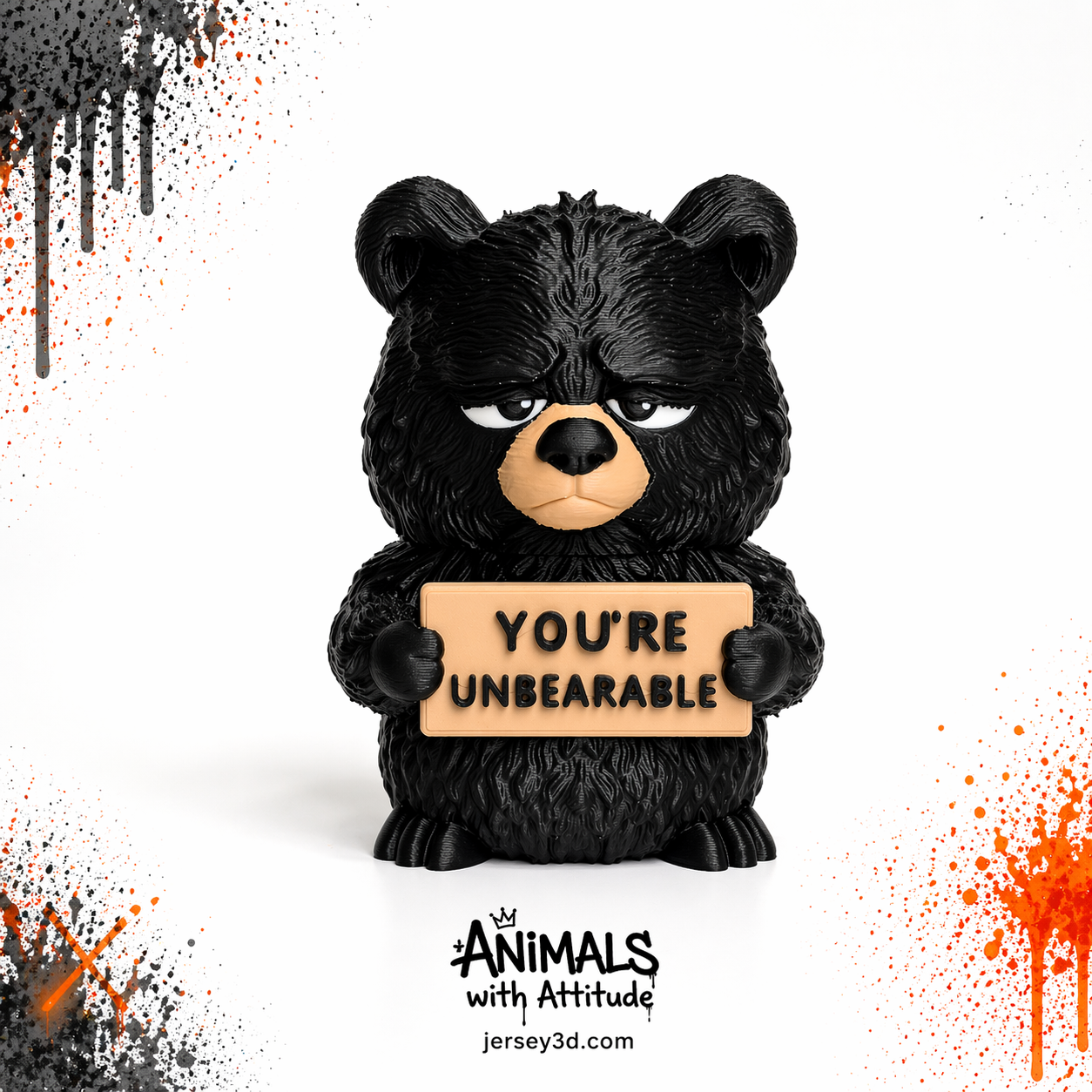 Grumpy Bear Figurine - Animals with Attitude Adult Humor for the Home or Office