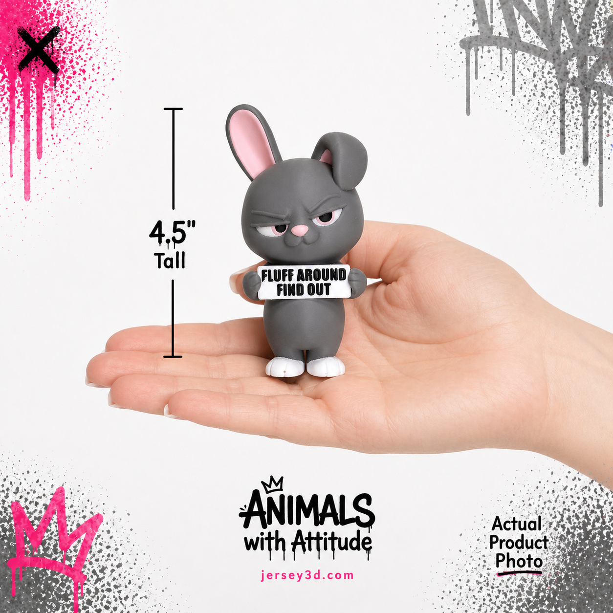Sarcastic Bunny Figurine - Animals with Attitude Adult Humor for the Home or Office