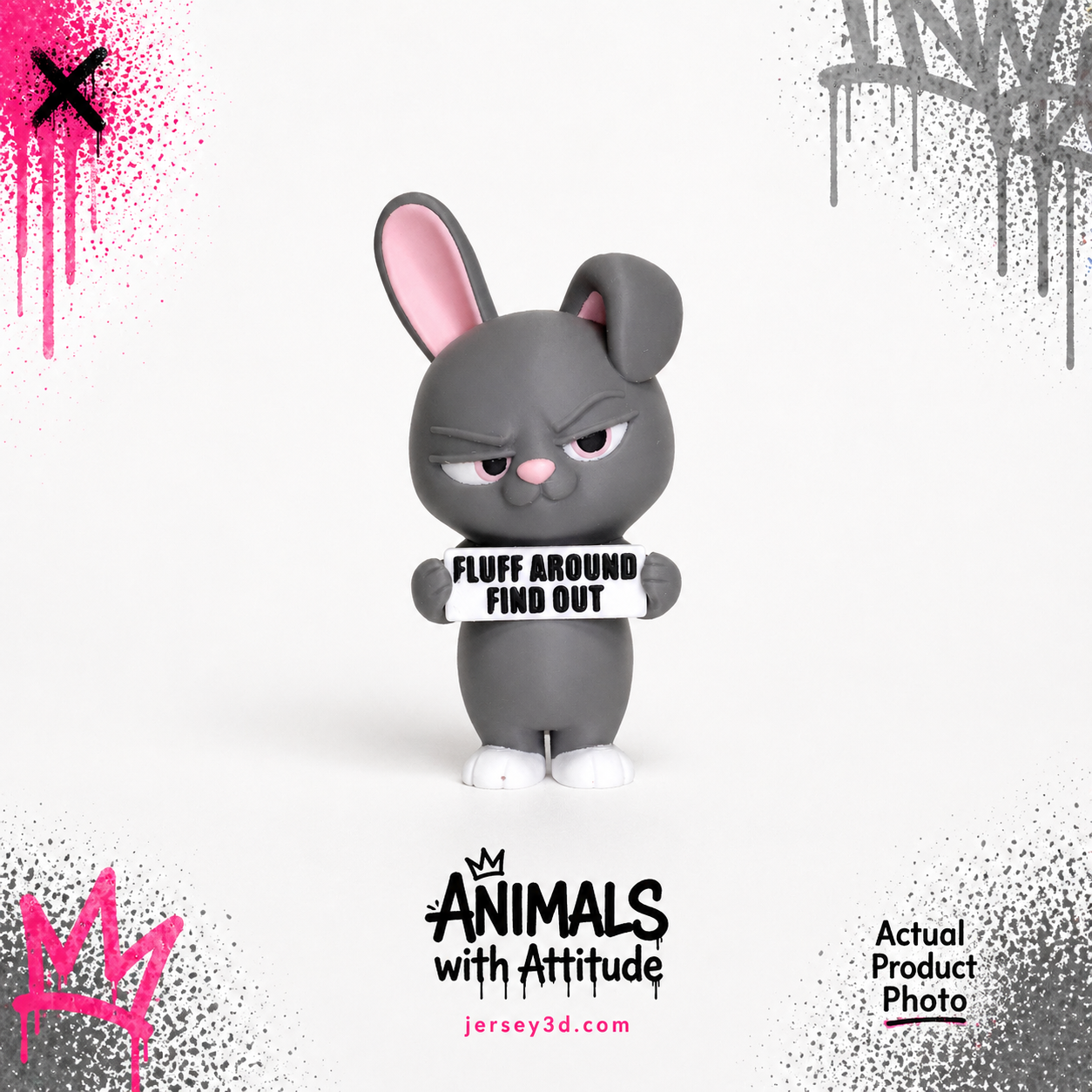 Sarcastic Bunny Figurine - Animals with Attitude Adult Humor for the Home or Office
