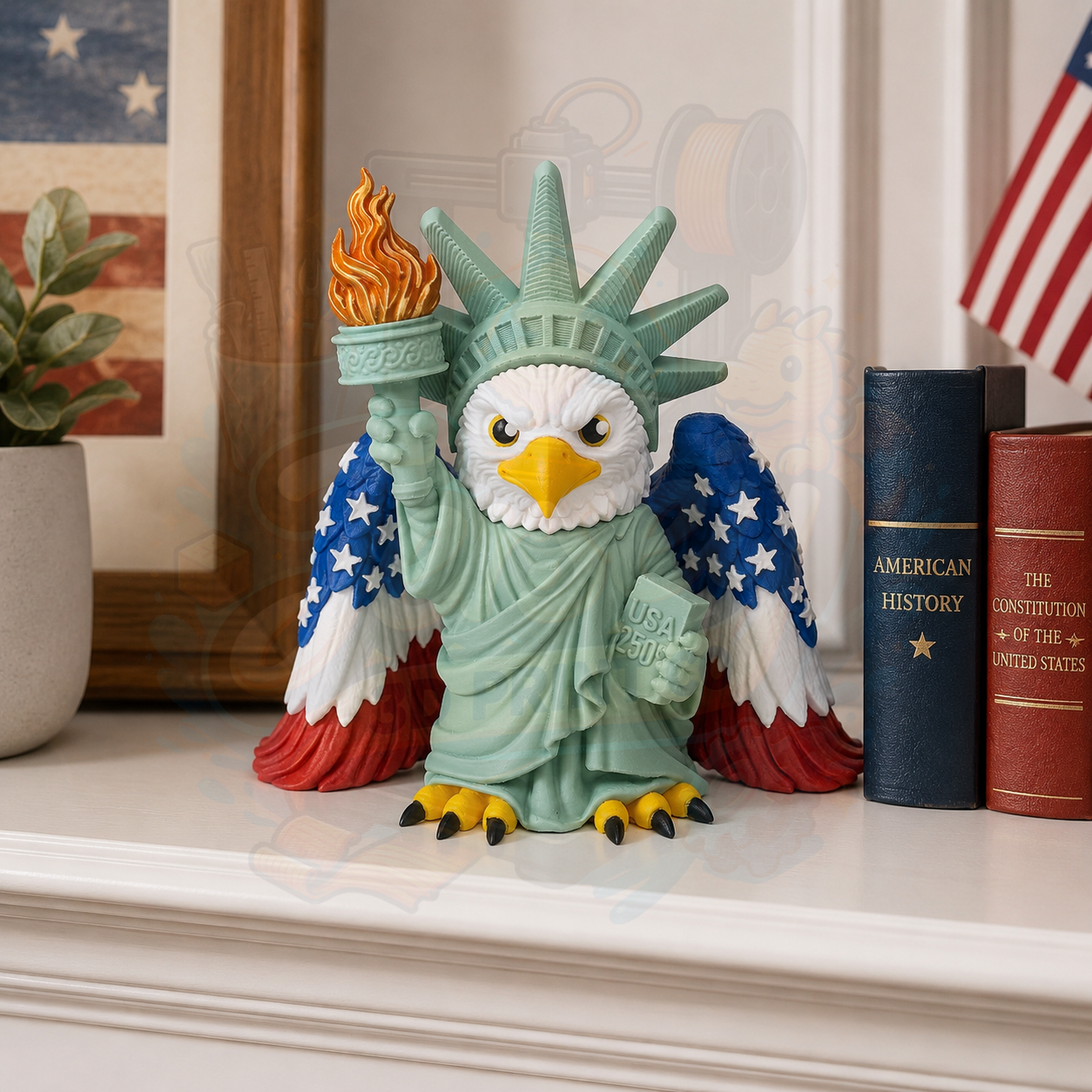 *Discontinued* Liberty Eagle 250th American Independence Anniversary Figurine, Patriotic Desk Buddy, 4th of July Collectors Figure