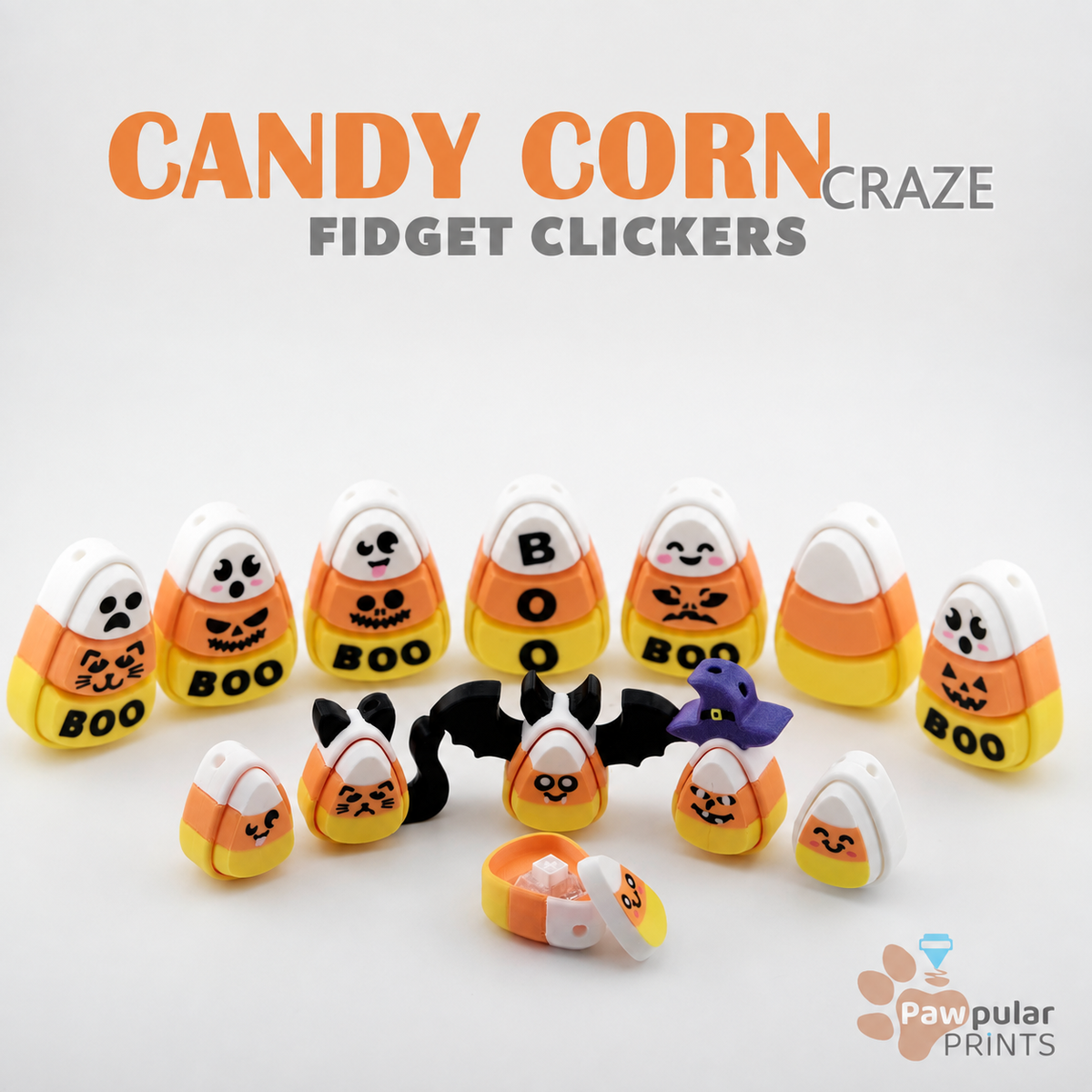 Candy Corn Craze Fidget Clicker Sensory Toys by Pawpular Prints