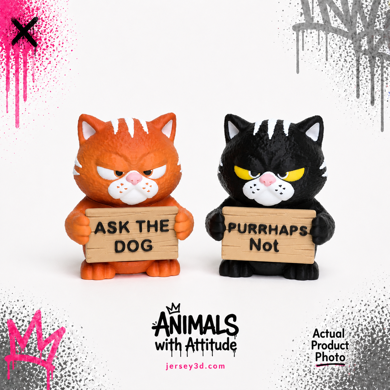Grumpy Cat Desk Figurine, Animals with Attitude Adult Humor for the Home or Office