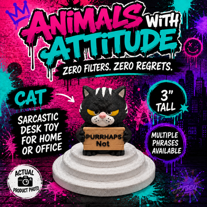 Grumpy Cat Desk - Animals with Attitude Funny Animal Figurines for the Home or Office