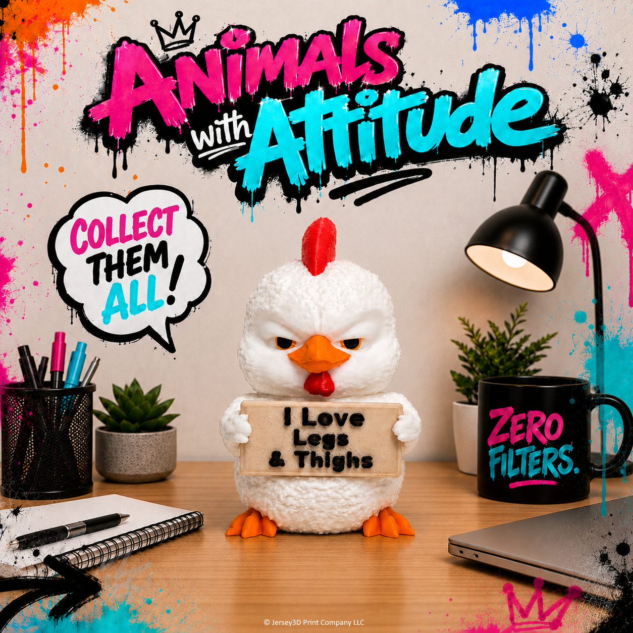 Sarcastic Chicken - Animals with Attitude Funny Animal Figurines for the Home or Office