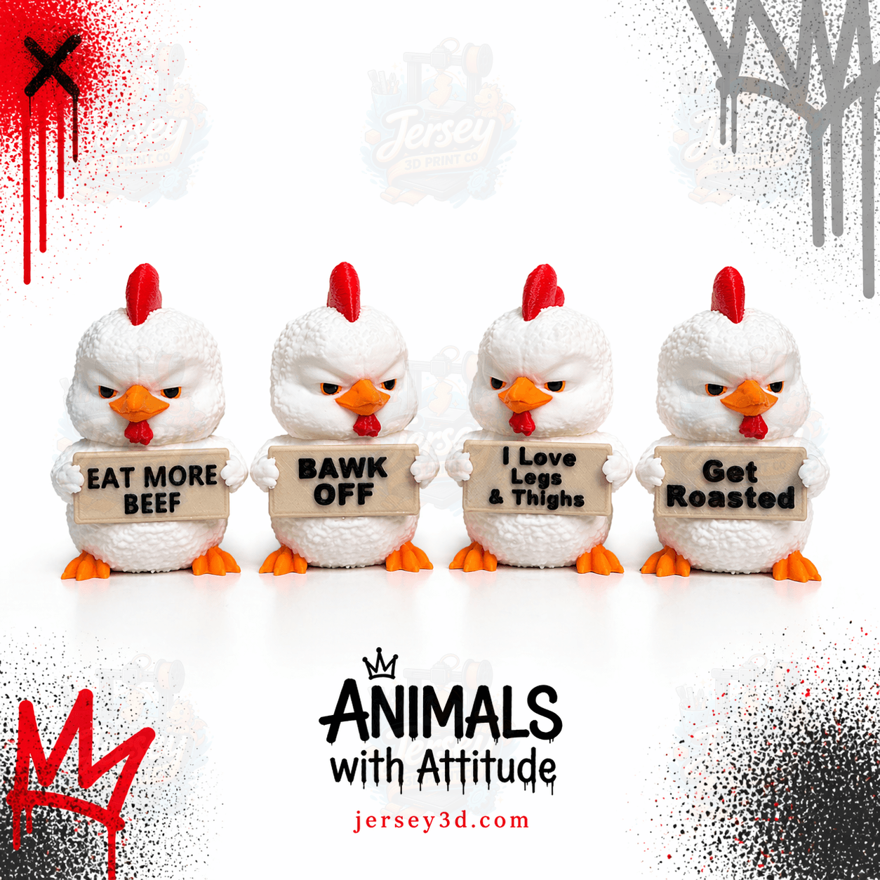 Sarcastic Chicken Figurine - Animals with Attitude Adult Humor for the Home or Office
